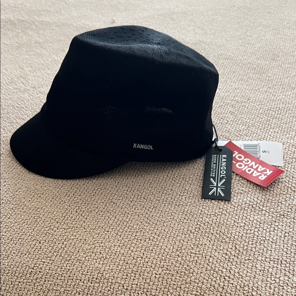 Kangol Black Mesh Cadet Cap with Short Visor